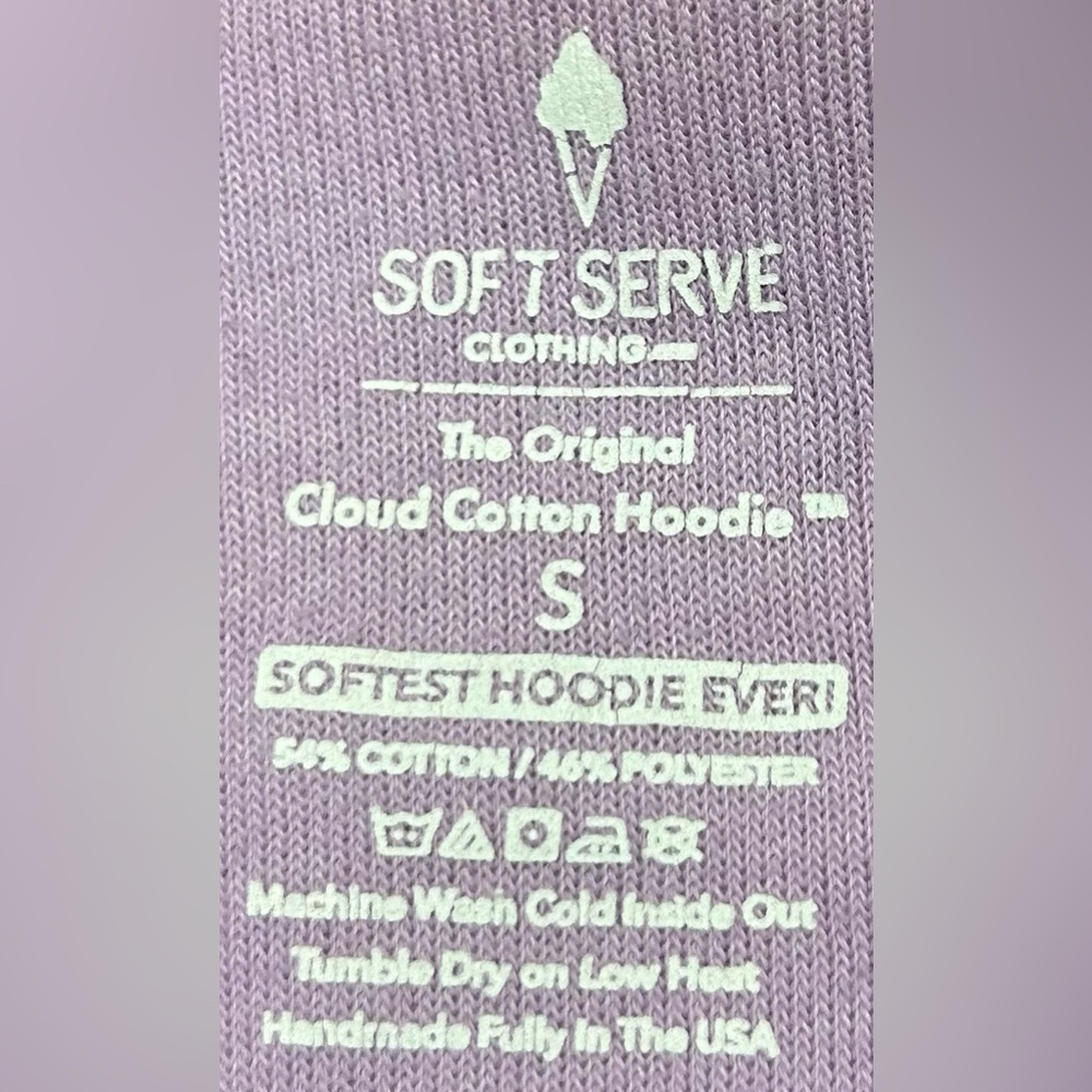 Soft Serve Size S Light Purple Cloud Cotton Zipper Hooded Swearshirt - Picture 2 of 4